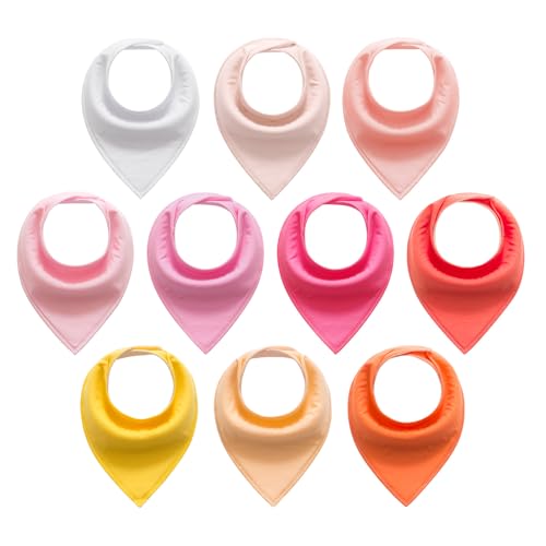 Baby Bibs Bandana Drool Bibs 10 Pack for Infant, Boys, Girls, Unisex 100% Cotton Drooling, Soft and Absorbent