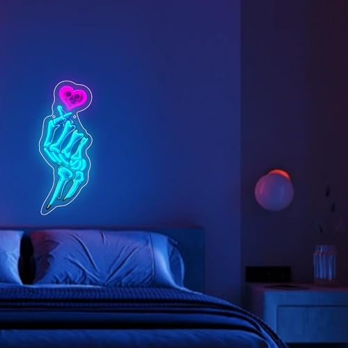 Image of Love Hands LED Neon Sign USB Powered for Wall Decor, Love Neon Night Light Sign Dimmable for Room Party Decor Valentine's Day Birthday Gifts