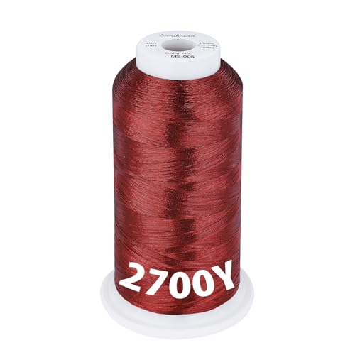 Image of Simthread 2700 Yards Metallic Embroidery Machine Thread - Christmas Red MS-005, 40wt High-Sheen King Spool, Smooth Running & Break Resistant for Commercial & Home Embroidery Machines