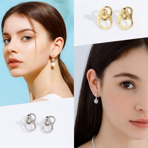 Image of Earring Supporter for Studs and Danglers, Invisible Backings Holder for Heavy Jewellery, Lightweight Ear Stopper Set for Women Girls Earrings