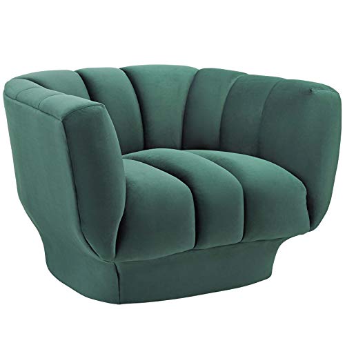 Modway Entertain Vertical Channel Tufted Performance Velvet Accent Lounge Armchair In Green #TOP26
