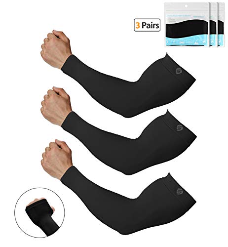 SHINYMOD - Guantes de protección UV para hombres, mujeres, niños, protección solar, para correr, golf, ciclismo, conducción, 1 par/3 pares/5 pares de fundas de tatuaje largo