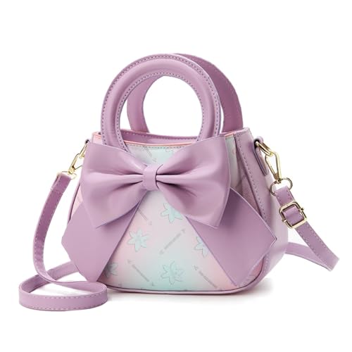 Cute Purple Bow Knot Purse Small Handbags for Women Vegan Leather Crossbody bag