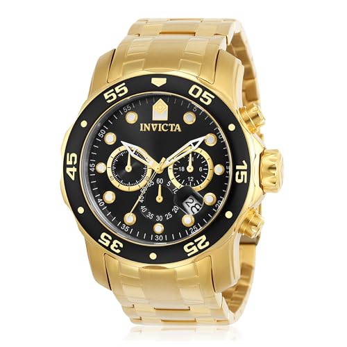 Invicta Relógio Masculino Pro Diver Scuba 48 mm Dourado Tom Aço Inoxidável Cronógrafo Quartzo, Dourado/Preto (Modelo: 0072)