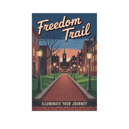 Illuminate Your Journey Freedom Trail Inspirational Retro Travel Poster Vintage