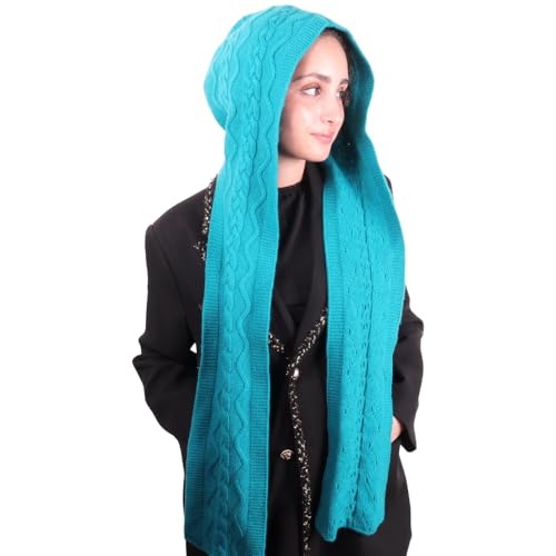 100% Merino Wool Mu Lan Merino Hoodie | Versatile Cap Beanie Hat Scarf Shawl Turban | Instant Pull on Shoulder Wrap