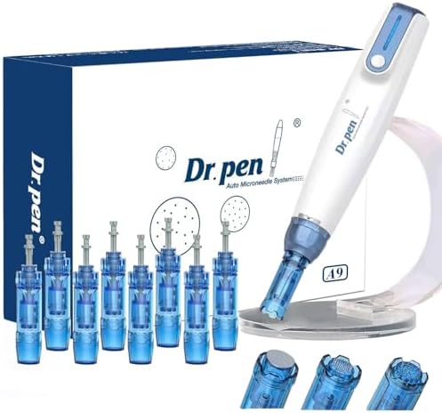 Dr.Pen A9 Microneedling Pen - Professional Wireless Derma Pen for Face Body Beard Scalp Hair, 0-2.5mm Adjustable, Skin Care Tool Beauty Kit for Men and Women, 9 pcs Cartridges & Storage Case
