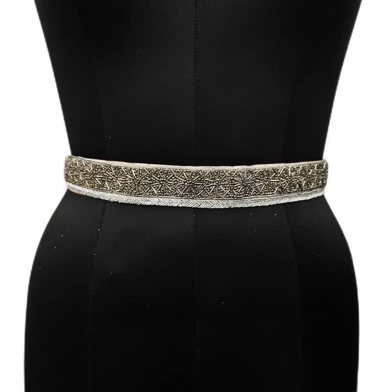 BoudoirSHRADDHA VASTRAM Fancy Premium Traditional Fabric Val Moti Work Adjustable Waist Hip Belt Kamarbandh for saree chaniya choli Gwon And Drees