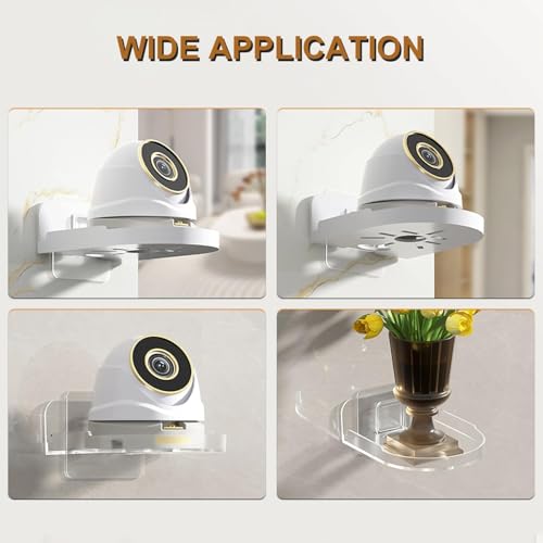 Image of CCTV Camera Holder Wall Stand Without Drilling White No Drill Wall Shelves Self Adhesive Wall Shelf CCTV Camera Stand Wall Mount for Security Camera Mount Cameras Projector Wall Mount 12x9.5x3.5cm