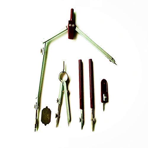 Drawing Tools & Kits 20Pc Geometry Set Aluminum Compass,Protractors,Set Square,Ball Pen,Bow-Pen,Erasing Shield Etc.for Basic Beginner Engineers And Students.size:10X4.6X1 Inches (Red) #TOP2