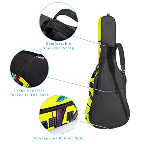 Housse imperméable pour guitare acoustique avec double bandoulière et poche Motif citron jaune, Multicolore 10., 42.9×16… - Les Beatles, Paul McCartney, John Lennon, RIngo Starr, George Harrison Housse imperméable pour guitare acoustique avec double bandoulière et poche Motif citron jaune, Multicolore 10., 42.9x16… – Image 4