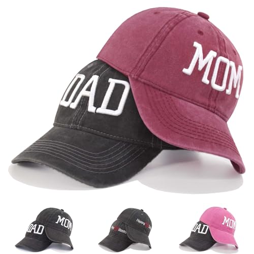 Recopilación de gorras dia del padre para comprar online. 49 AOSMI - Sombreros para papá y mamá, día del padre, regalo de cumpleaños, gorra de béisbol para padres, aspecto vinatge / bordado 3D, 3d/Black Dad & Wine Mom, Talla única
