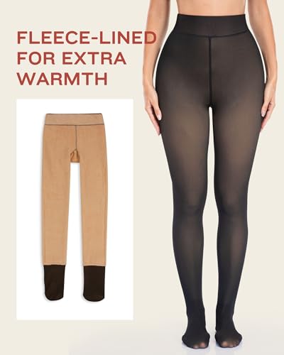 LZYVOO Fleece Lined Winter Tights Women - Fake Translucent Warm Pantyhose Sheer Thick Thermal Tights Leggings2