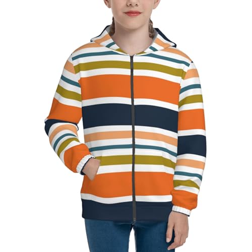 Colorful Pastel Stripes Kids Pullover Hoodies Boys Zip Up Sweatshirts Girls Athletic Clothes with Pocket3