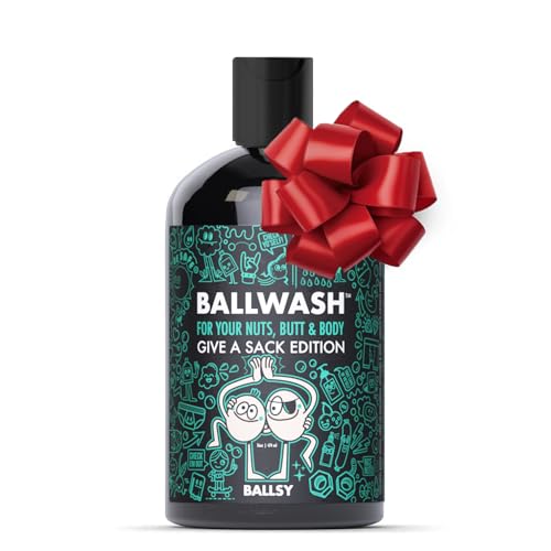 Ballsy Give-A-Sack Charcoal Body Wash for Men - 16 Oz with Pump Mint & Mandarin - Moisturizing Mens Bodywash with Coconut Oil