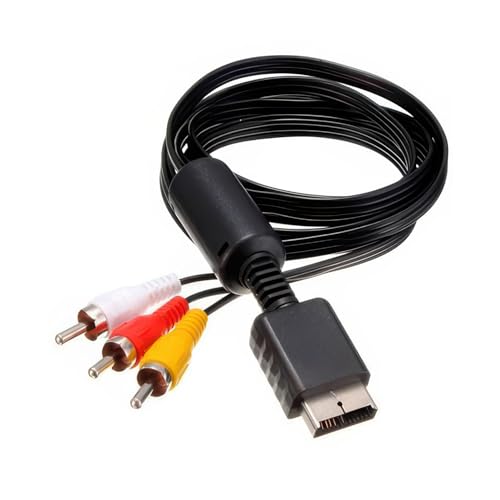 CABLEPELADO - Cable de Repuesto AV TV Audio Video Compuesto 3 Analógico Compatible con Play PS1 PS2 PS3 Negro Imagen Sonido