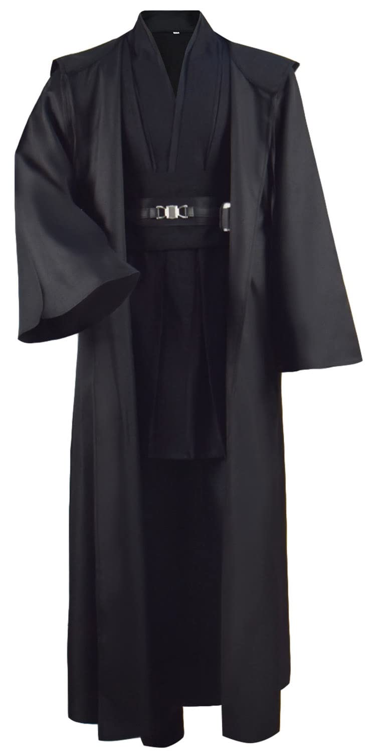 Tunika dla dorosłych, kostium Jedi, Skywalker, Halloween, kostium cosplay, szlafrok z kapturem, płaszcz, pełny zestaw, mundur, trzy wersje (rozmiar XL, czarny)