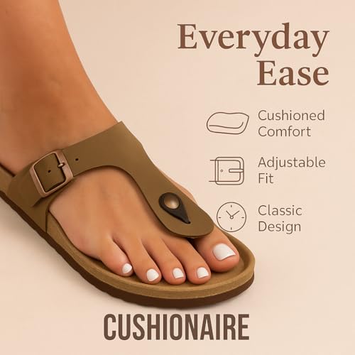 CUSHIONAIRE Women's Leah Cork Footbed Sandal With +Comfort2