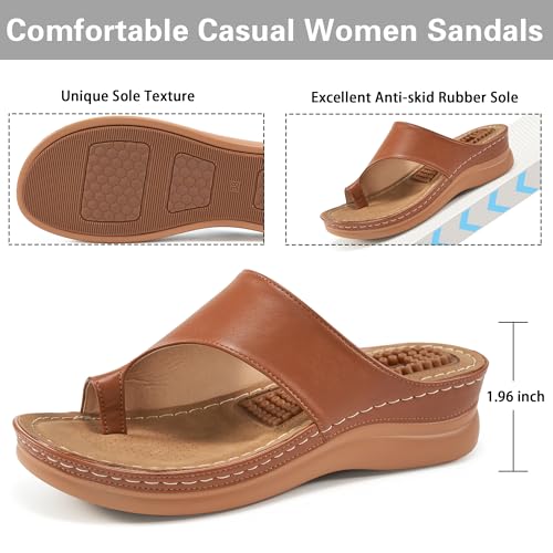 Aomigoct Sandals for Women Wedge Shoes: Comfortable Orthopedic Sandals Womens Dressy Summer Flip Flops Casual Walking Wedges3