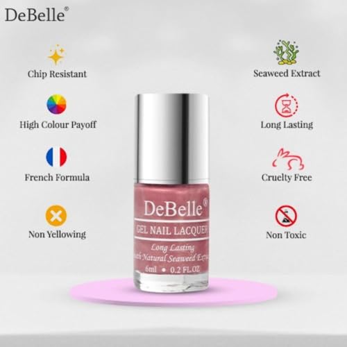 Image of DeBelle Gel Nail Polish Magical Misha(Dark Magenta Mauve Nail Paint)|Non UV - Gel Finish |Chip Resistant | Seaweed Enriched Formula| Long Lasting|Cruelty and Toxic Free| 6ml