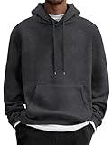 COOFANDY Mens Hoodies Long Sleeve Heavy Hooded Sweatshirt Soft Plain Casual Fall Drawstring Pullover Hoodies With Pocket Dark Gray