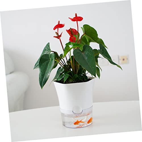 Bebemoko 9OX001ER26N332IOY8ZE0 Automatic Water Absorbent Pot Plants Pots Automatic Watering Planters Wicking Container Plant Pot Pots With Wick Self Watering Pot Plastic White thumb #1