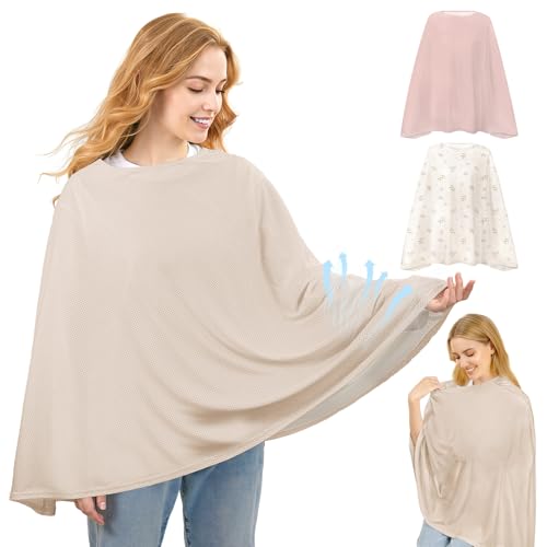Basumee Nursing Cover for Breastfeeding Breathable Mesh 360 Full Privacy Nursing Wrap Multi-Use Breast Feeding Covers for Women Moms Feeding Essentials, 1 Pack