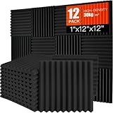 Saiqiang 12 Pack Akustikschaumstoff, Akustikschaumstoff Platten Wand Schalldämmung Akustikpaneele Schallschutzmatte Hoher Dichte Schaumstoffplatte 30x30x2.5 cm