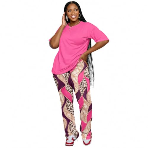 ZCC 2 Piece Sets for Women Workout Set Lounge Sets Printed Top and Pants Travel Outfit Summer