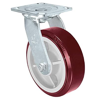 CasterHQ - Heavy Duty Polyurethane Swivel Casters with Brake, 6 x 2 Size (Pack of 4)