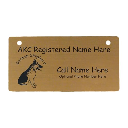 C3220 German Shepherd Sitting Crate Tag Personalized with Your Dog's Name