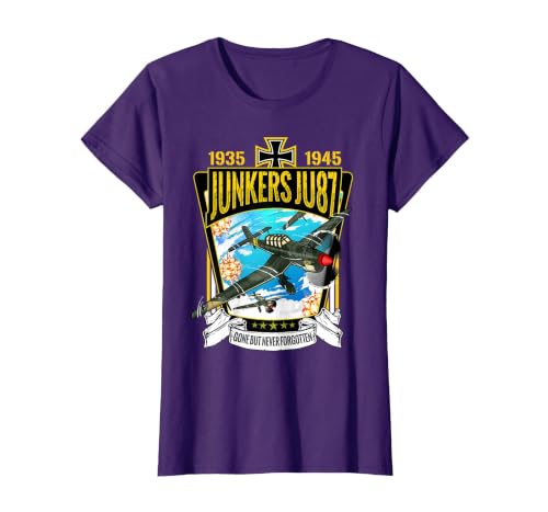 World War 2 German Aircraft Junkers JU-87A Fighter Bomber T-Shirt, Women, Purple, 3X-Large