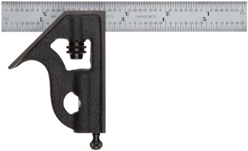 Starrett C11H-6-4R Cast Iron Square Head With Satin Chrome Blade Combination Square, Black