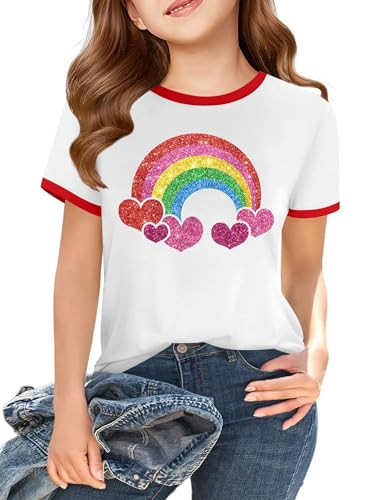 Image of Ithalt Kids Pride Shirts for Girls Boys LGBTQ Tshirt Rainbow Graphic Tee Shirt Litter Girls LGBT Gay Pride Tops 5-14y