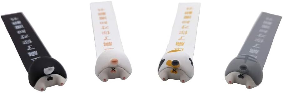 Cute 3D Stereo Animal Bookmark, 3D Kitten Butt Bookmarks, Cat Bookmarks (4pcs, Calico Cat, Dragon-li, White Cat, Piebald Cat)