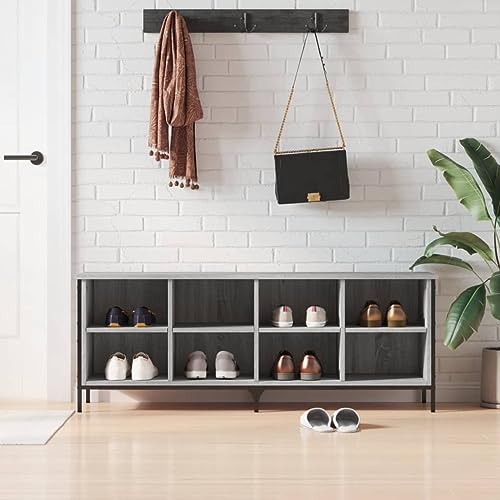 BOWEKAM Home & Garden-Zapatero gris Sonoma 131 x 35 x 50 cm, diseño de madera