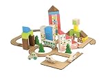 JEUJURA   Miniville   Jeu de Construction en Bois 60 Pièces   Jeu Enfant dès 2 Ans   Route Puzzle et Véhicules   Dextérité et Imagination   Fabriqué en France   8259