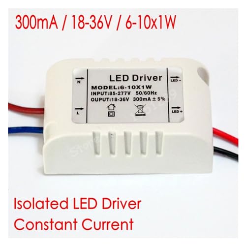Controlador LED Aislado 300mA de 6-10x1W con salida DC 18V-36V para corriente alterna 3