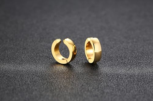 SIISPRI Stainless Steel Mens Womens Clip On Earrings Hoop Huggie Non-Piercing4