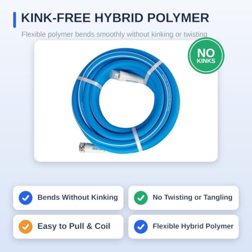 Image of FEVONE Kink Free Garden Hose 35 ft, Heavy Duty Water Hose | Flexible Hybrid Polymer, Drinking Water Safe, 5 /8 ID, 600 PSI, Leak-Proof, Aluminum 3 /4 GHT Fittings for Garden Watering