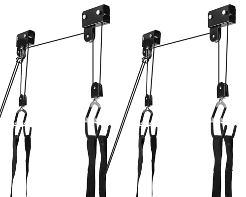 Therwen 2 Pack Kayak Hoist Lift Systems with 100 lb for Kayaks Canoes Surfboards Bikes Ladders Garage Storage Canoe Lift Pulley System Capacity Ceiling Mount Hoists by Therwen - Used condition - US$37.99