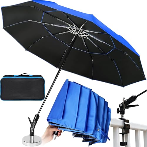 New 60 Folding Magnetic Umbrella Designed for Outdoor Work 600lb Strong Suction Hvac Umbrella With Magnetic Base & Clamp 2-in-1 Sun & Rain Protection 180 Adjustable Portable for HVAC (Blue)