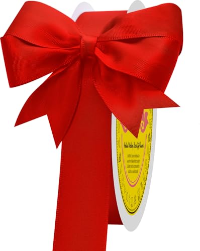 Image of Red Double Face Satin Ribbon 1 inch X 50 Yards Spool Bright Colors Very Suitable for Weddings Gift Package Wrapping Dancer Wand Sewing Party Hair Bow Invitation Decorations and More