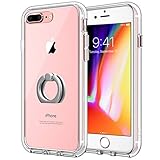 JETech Case for Apple iPhone 7 Plus and iPhone 8 Plus, Ring Holder Kickstand, Shock-Absorption Bumper Cover, HD Clear