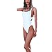 Lukitty Women's Sexy One Piece High Cut Backless Bikinis Bathing Suits Swimsuits White S
