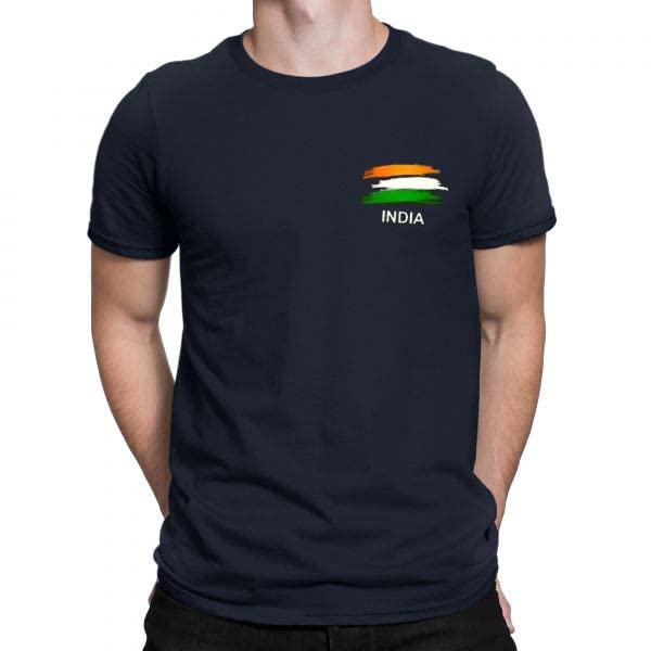 hit square Indian Flag Navy Blue Pure Cotton Round Neck Printed for Men (HITTS10077-Navy Blue-M)-picture-10