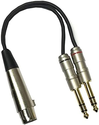 Studio Z XLR 6" Y Splitter Cable Gold Tips, 3 Pin Balanced XLR Female to Dual 1/4" Patch or Male to Dual 1/4" Y Cable Balanced Microphone Splitter Cord Audio Adaptor 6 Inch (6" Female to Dual 1/4")