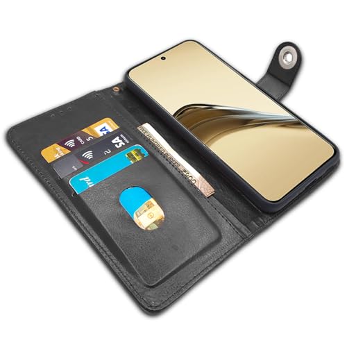 Image of Pikkme Flip Cover Leather Finish | Inside TPU with Card Pockets | Wallet Stand and Shock Proof | Complete Protection Button Flip Case for Realme 13 Pro 5G / Realme 13 Pro Plus 5G (Black)