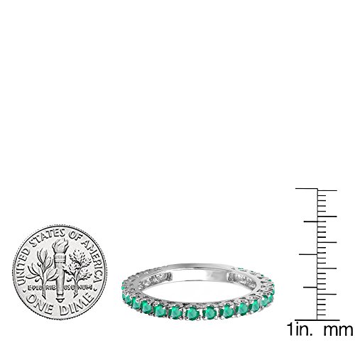 Dazzlingrock Collection Round Emerald Ladies Eternity Sizeable Stackable Wedding Band | 14K White Gold, Size 6.5 #TOP2