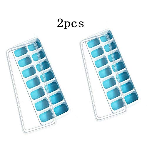 MLZYKYJZ Bandejas de Cubitos de Hielo, moldes de congelador de Silicona de 2 Paquetes para Alimentos para bebés, Agua, Whisky, cócteles y Otras Bebidas (Azul)